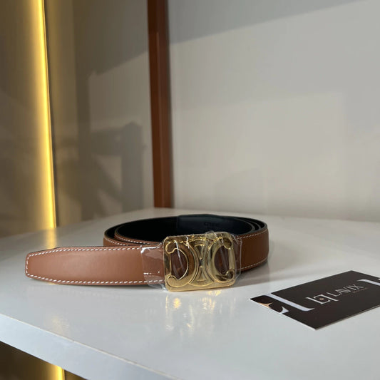 Celine Reversible Frame Belt Caramel