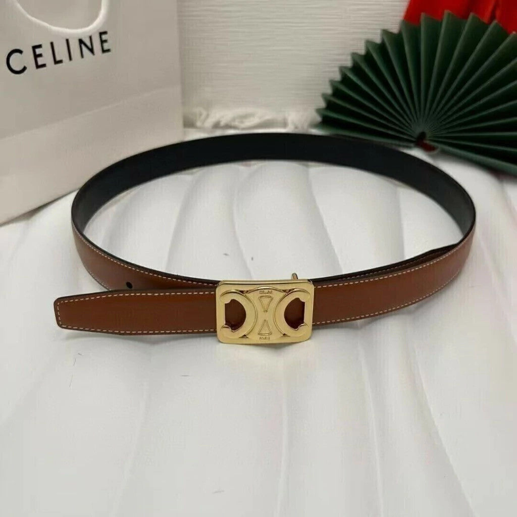 Celine Reversible Frame Belt Caramel