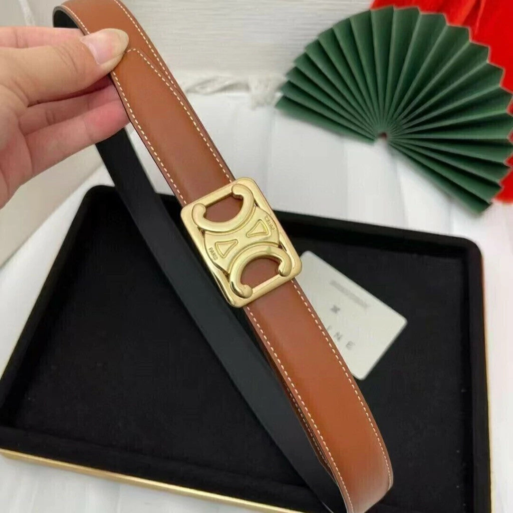 Celine Reversible Frame Belt Caramel