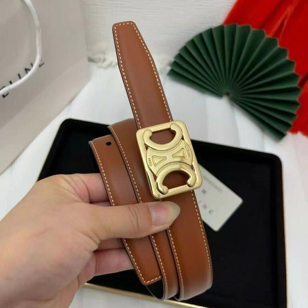Celine Reversible Frame Belt Caramel