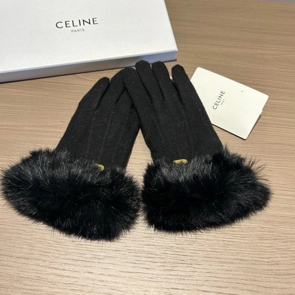 Celine Plume Gloves One Size