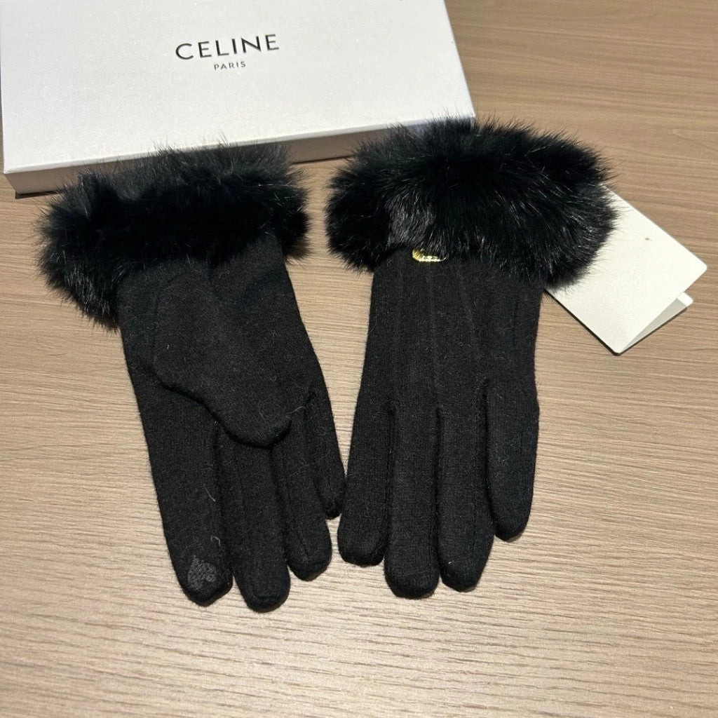 Celine Plume Gloves One Size