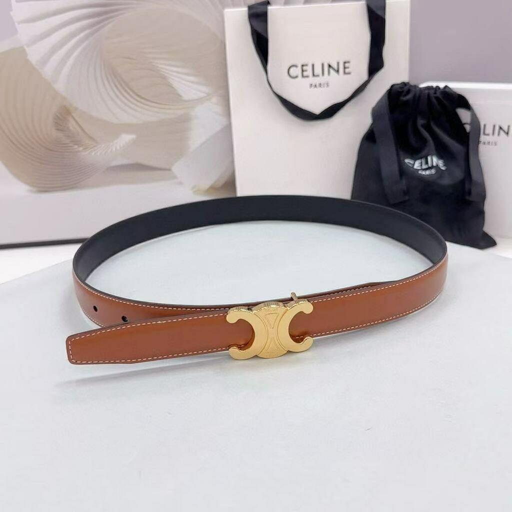 Celine Triomphe Belt Reversible Caramel