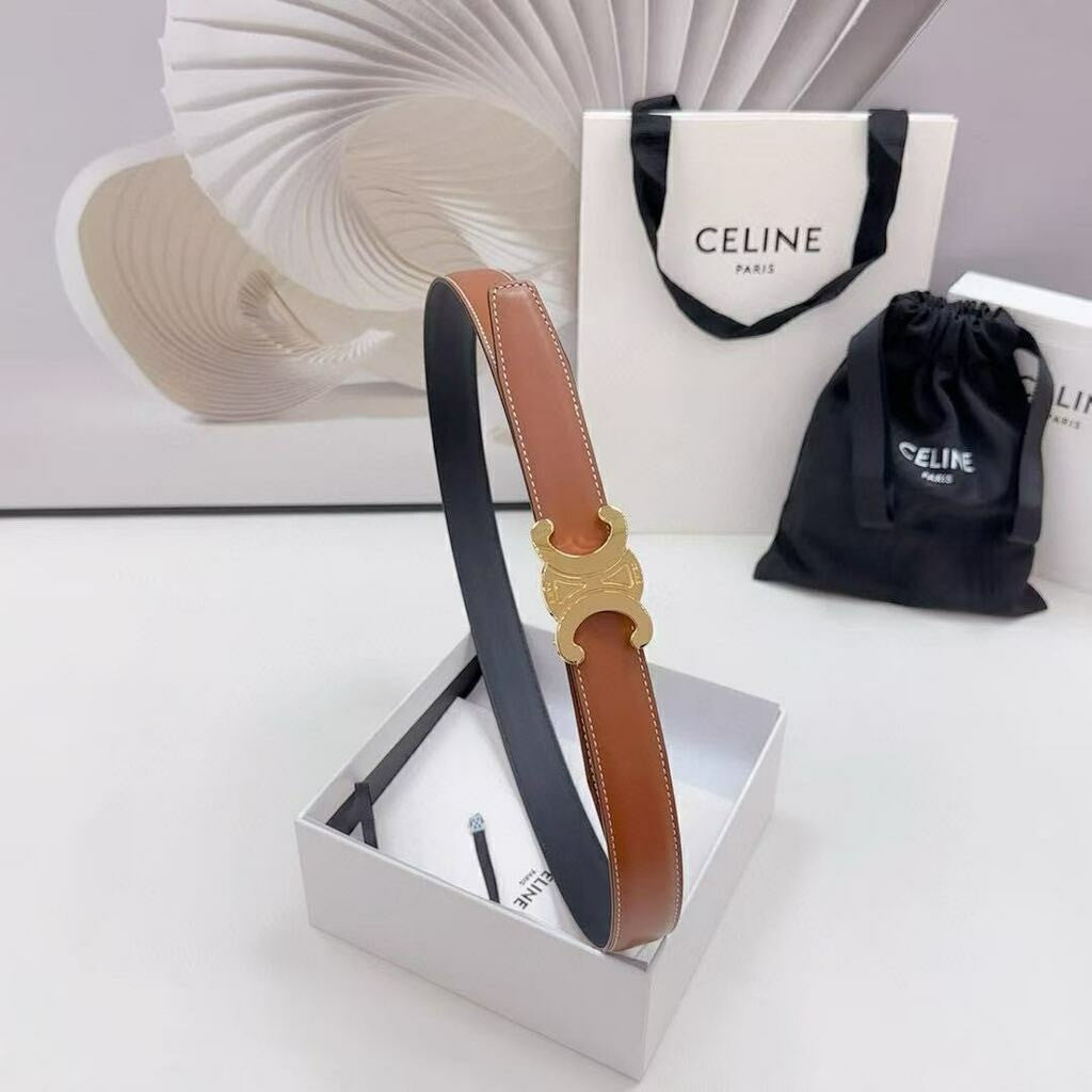 Celine Triomphe Belt Reversible Caramel