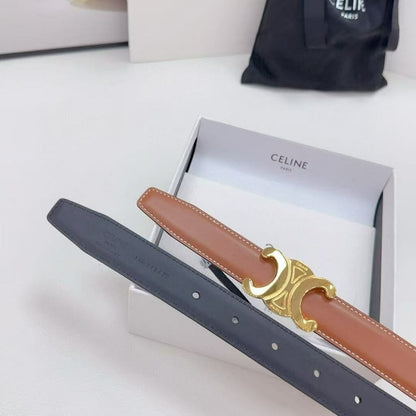 Celine Triomphe Belt Reversible Caramel