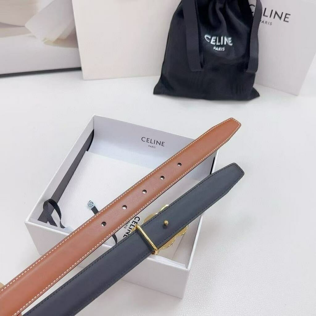 Celine Triomphe Belt Reversible Caramel