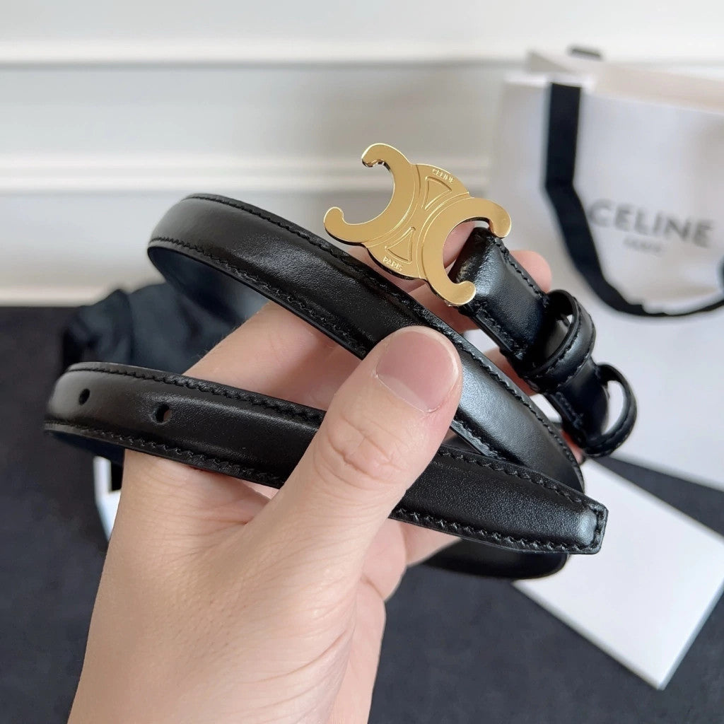 Celine Triomphe Belt Black 0.6" (1.5 cm)