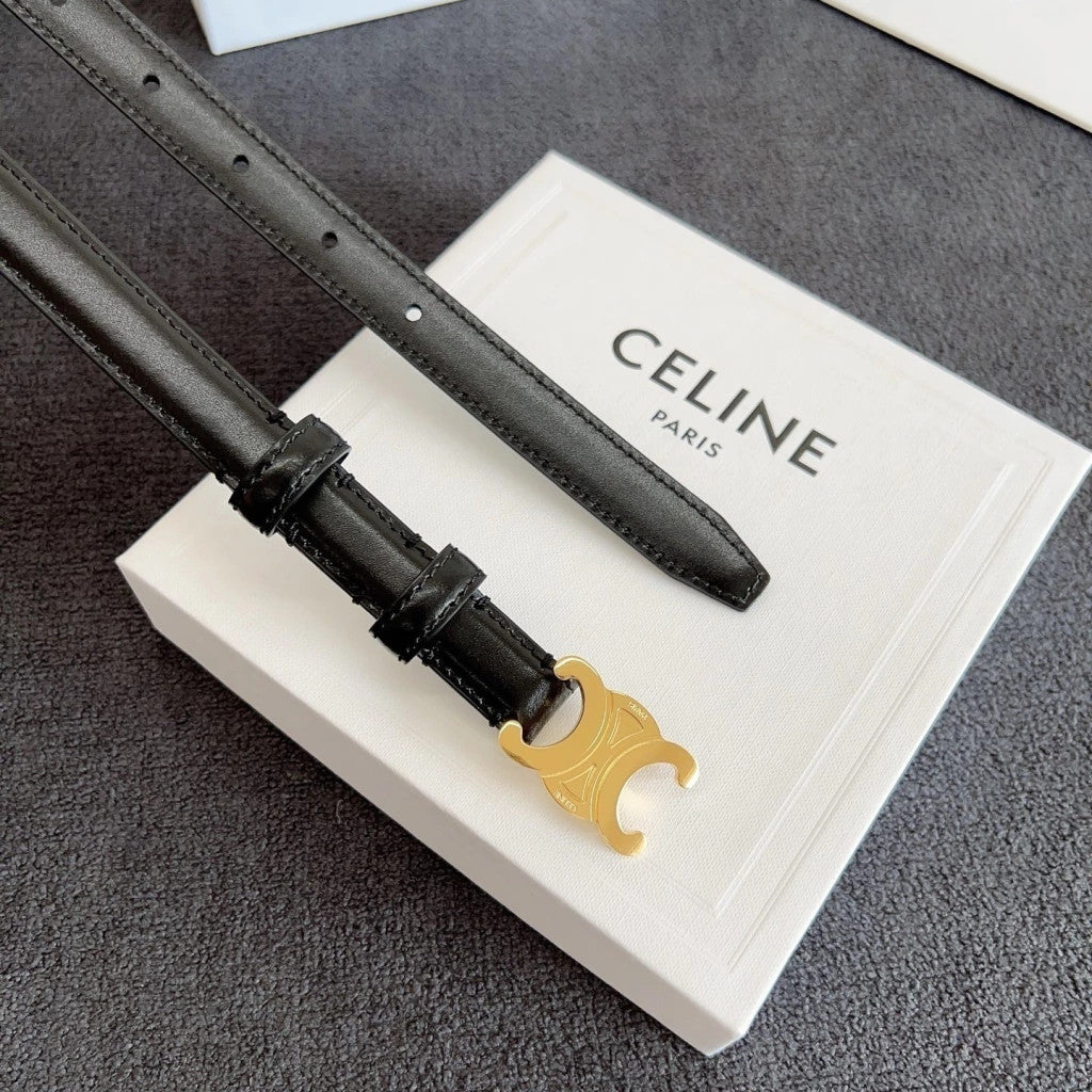 Celine Triomphe Belt Black 0.6" (1.5 cm)