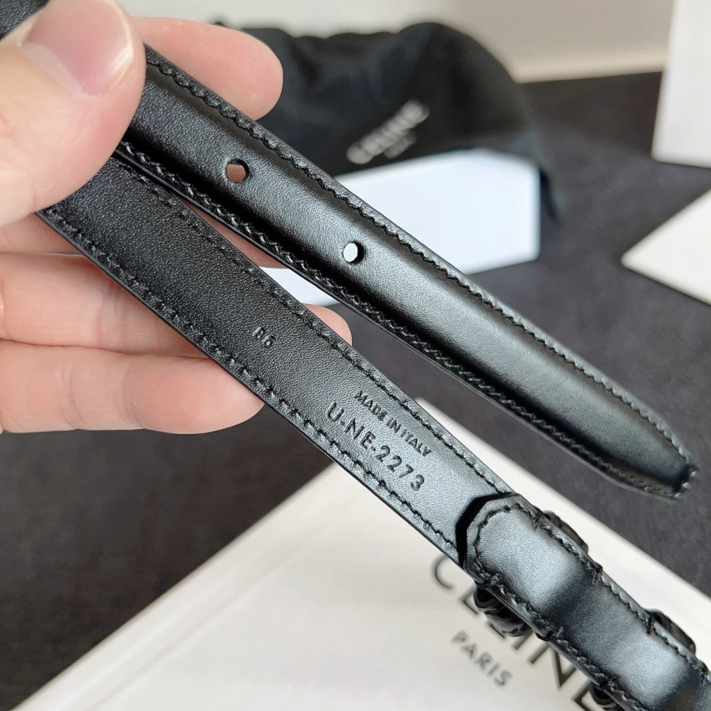 Celine Triomphe Belt Black 0.6" (1.5 cm)