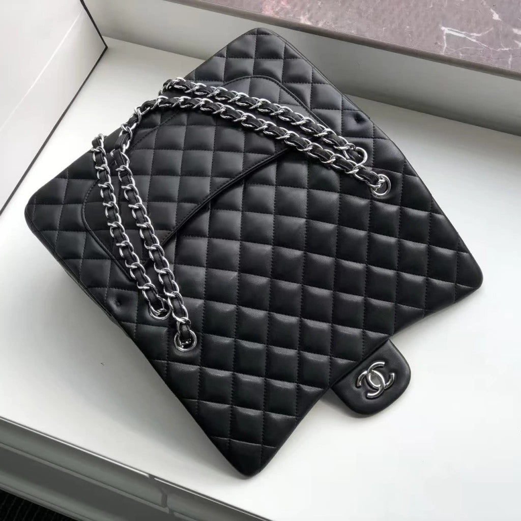 Chanel 2.55 Classic Flap Lambskin Silver Chain Strap 10" (25.5 cm)