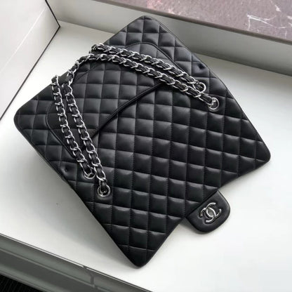 Chanel 2.55 Classic Flap Lambskin Silver Chain Strap 10" (25.5 cm)
