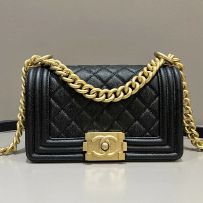 Chanel Boy Caviar Gold-Tone Hardware 7.9" (20 cm)