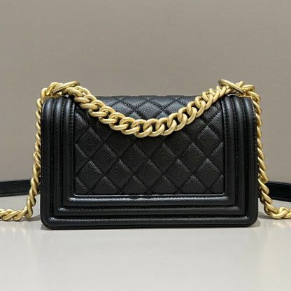 Chanel Boy Caviar Gold-Tone Hardware 7.9" (20 cm)