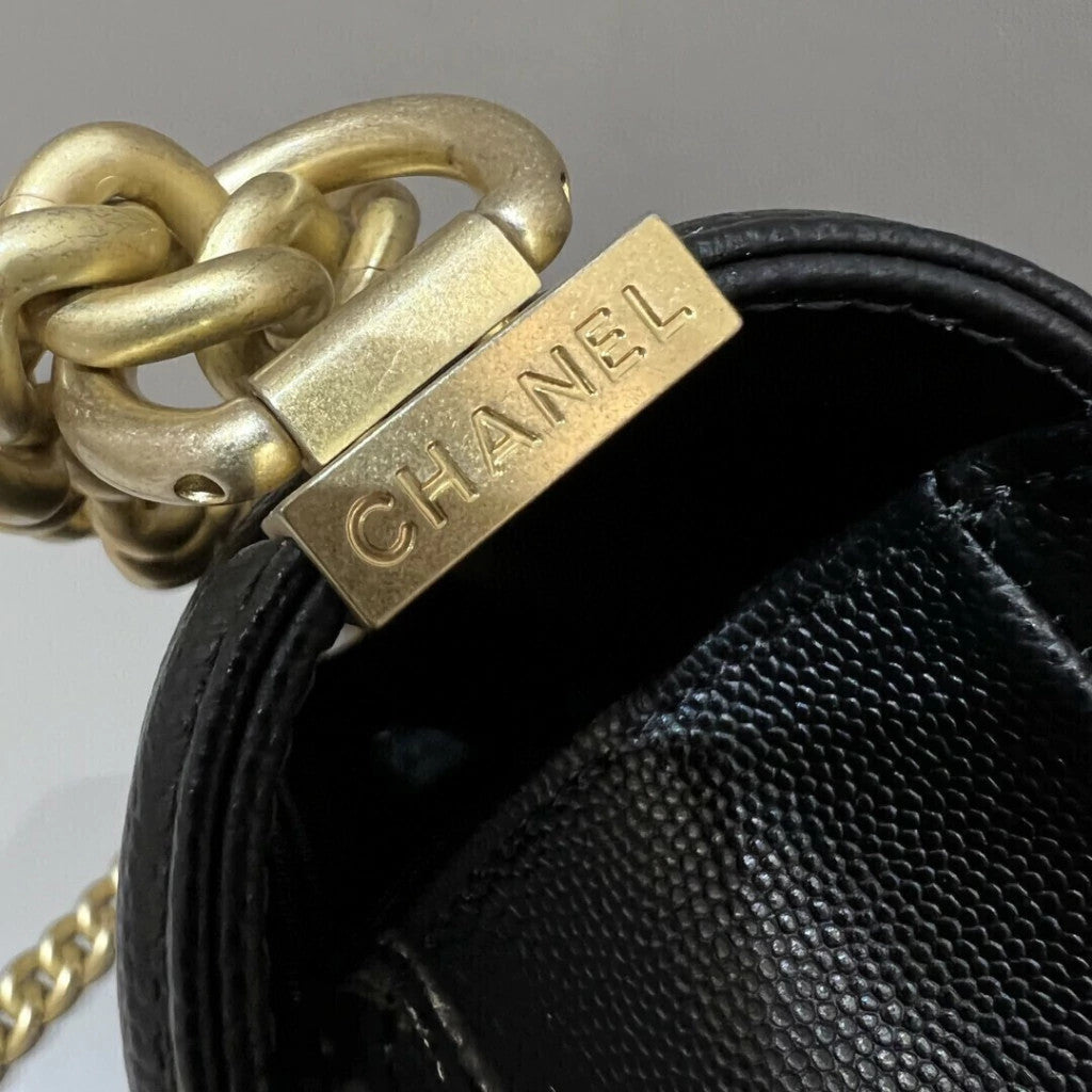 Chanel Boy Caviar Gold-Tone Hardware 7.9" (20 cm)