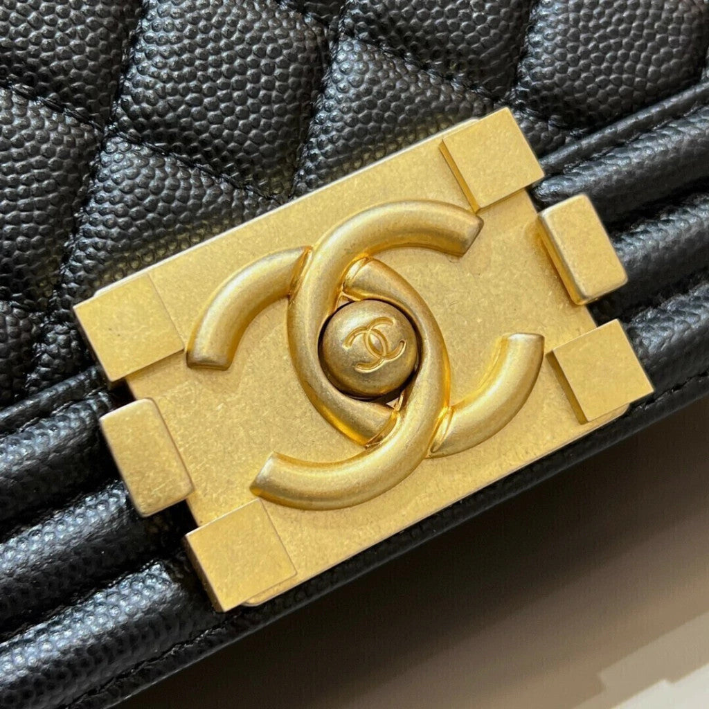 Chanel Boy Caviar Gold-Tone Hardware 7.9" (20 cm)