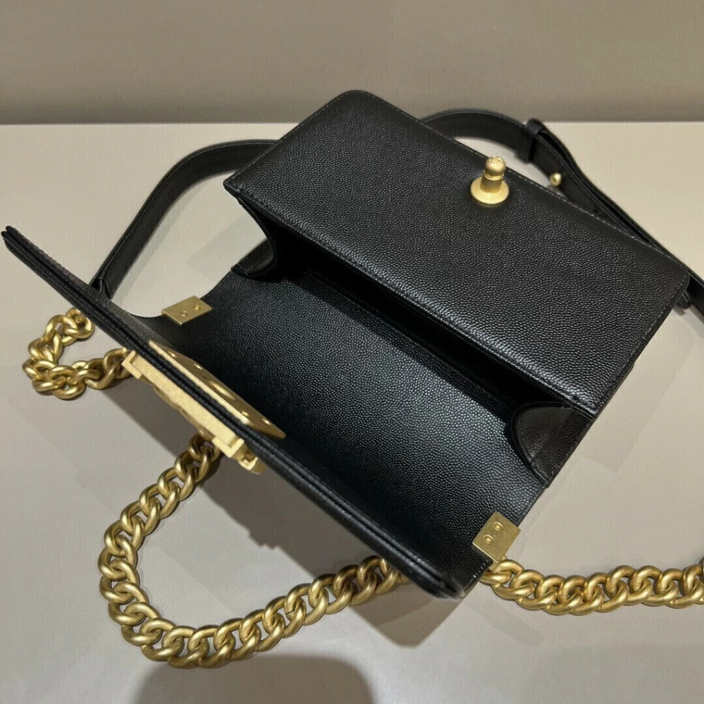 Chanel Boy Caviar Gold-Tone Hardware 7.9" (20 cm)