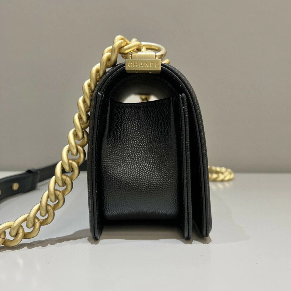 Chanel Boy Caviar Gold-Tone Hardware 7.9" (20 cm)
