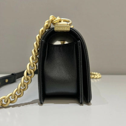 Chanel Boy Caviar Gold-Tone Hardware 7.9" (20 cm)