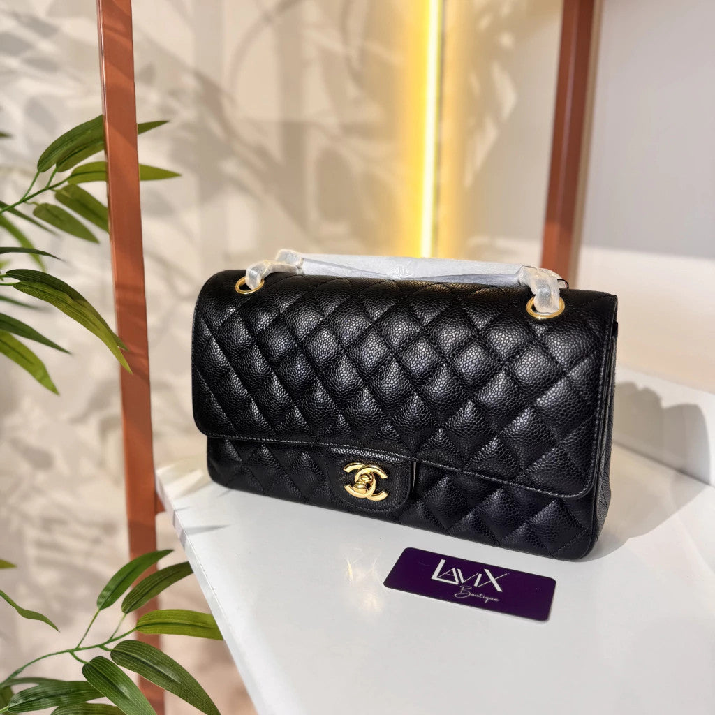 Chanel Classic Double Flap Medium Caviar Black 10" (25.5 cm)