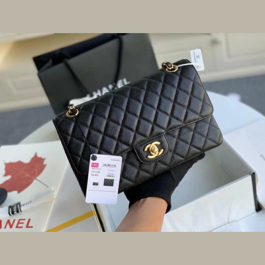 Chanel Classic Double Flap Medium Caviar Black 10" (25.5 cm)