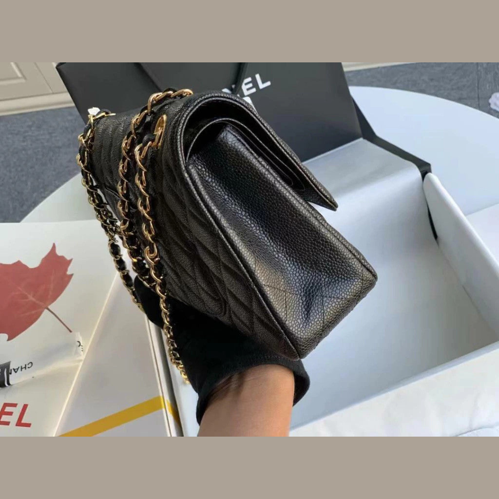 Chanel Classic Double Flap Medium Caviar Black 10" (25.5 cm)