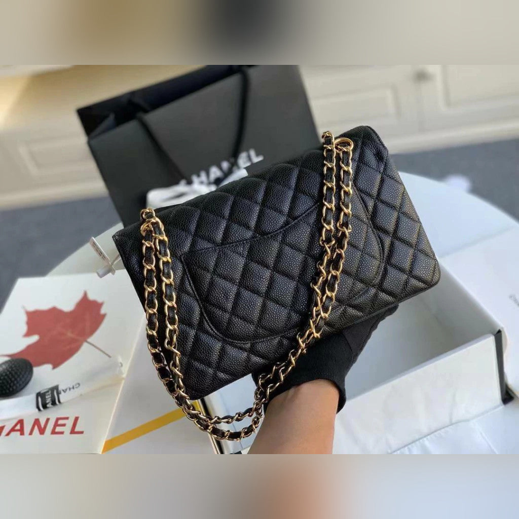 Chanel Classic Double Flap Medium Caviar Black 10" (25.5 cm)
