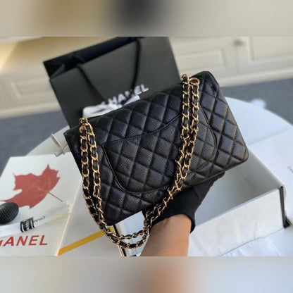 Chanel Classic Double Flap Medium Caviar Black 10" (25.5 cm)