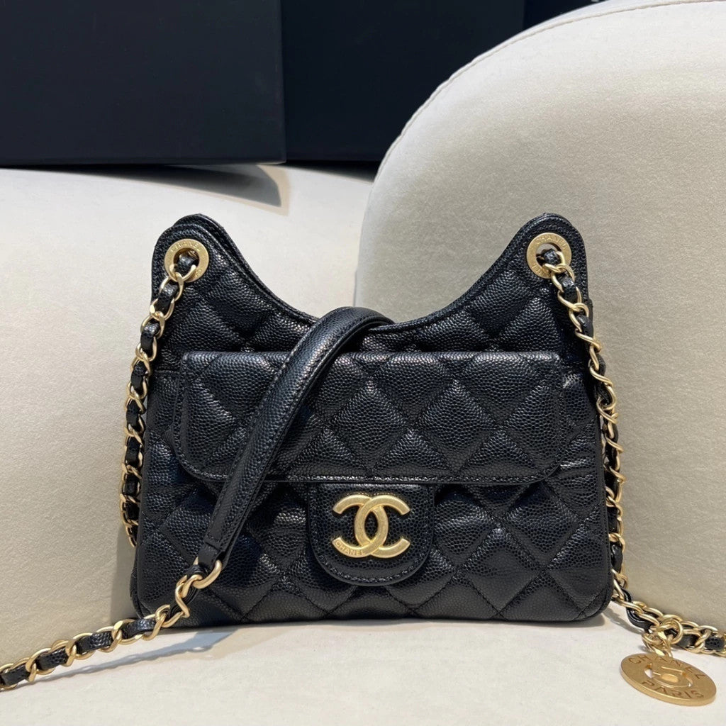 Chanel Hobo Bag Caviar Black 9.1" (23 cm)