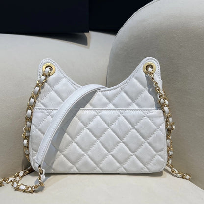 Chanel Hobo Bag Caviar White 9.1" (23 cm)