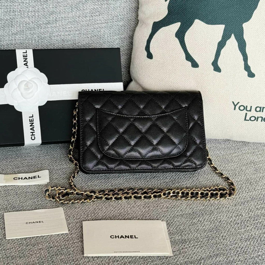 Chanel WOC Caviar Gold-Tone Chain Strap 7.5" (19 cm)