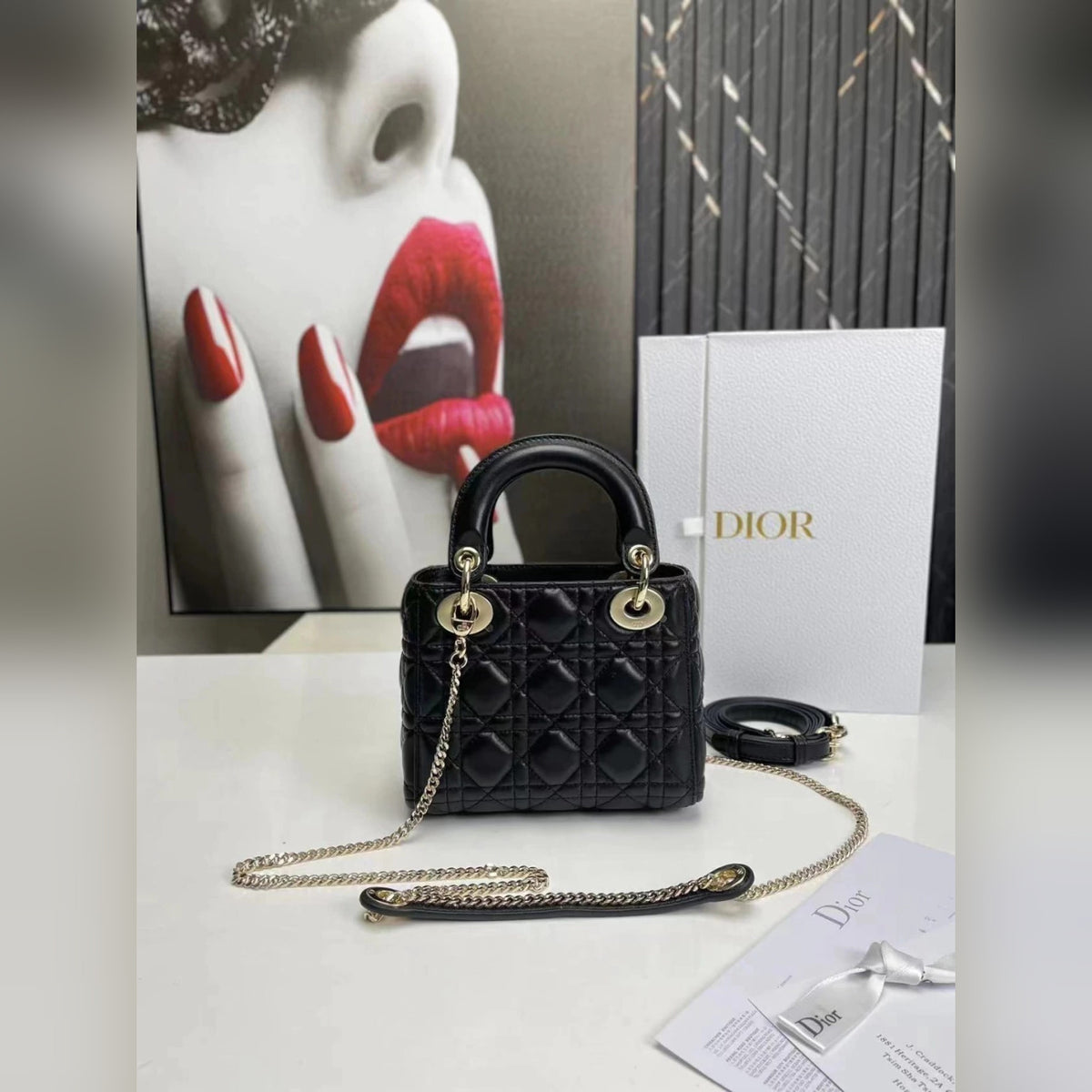 Dior Lady Dior Mini Black 5.9" (15 cm)