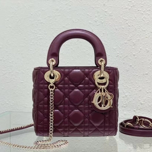 Dior Lady Dior Mini Burgundy 5.9" (15 cm)
