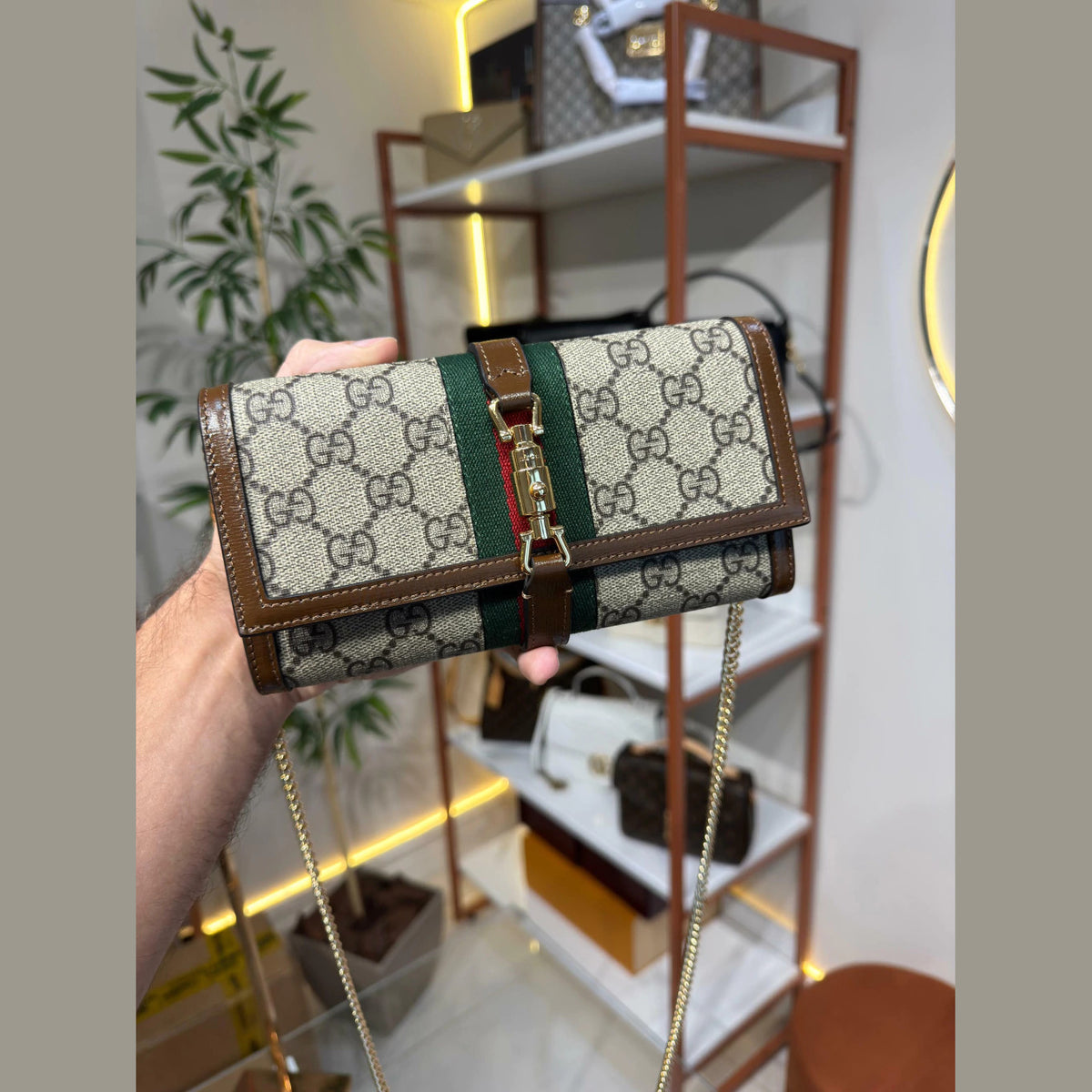 Gucci Jackie 1961 Wallet on Chain GG Supreme 7.5" (19 cm)