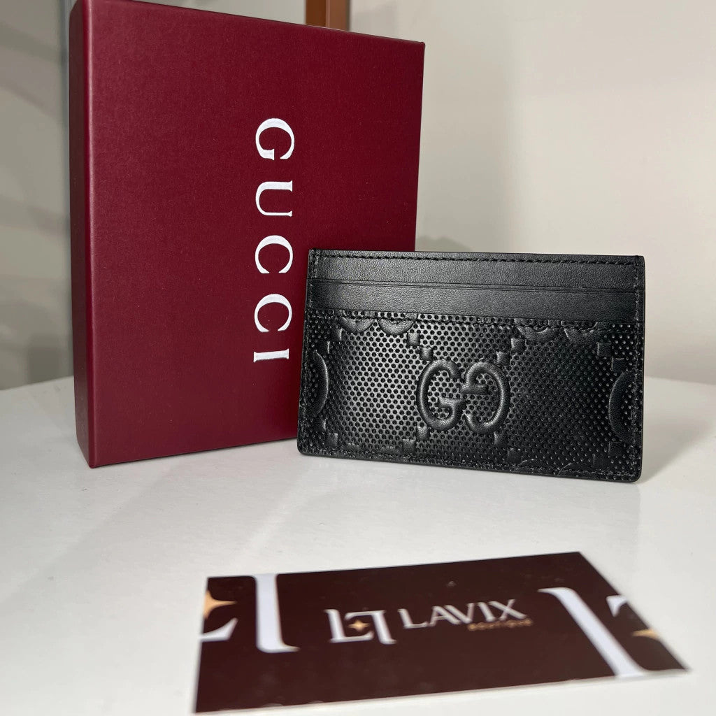 Gucci Card Holder Imprint Black 4.3" (11 cm)