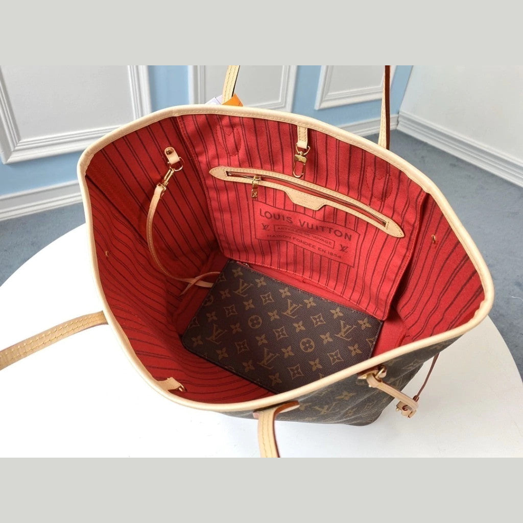 Louis Vuitton Neverfull MM Monogram with Red Lining 12.2" (31 cm)