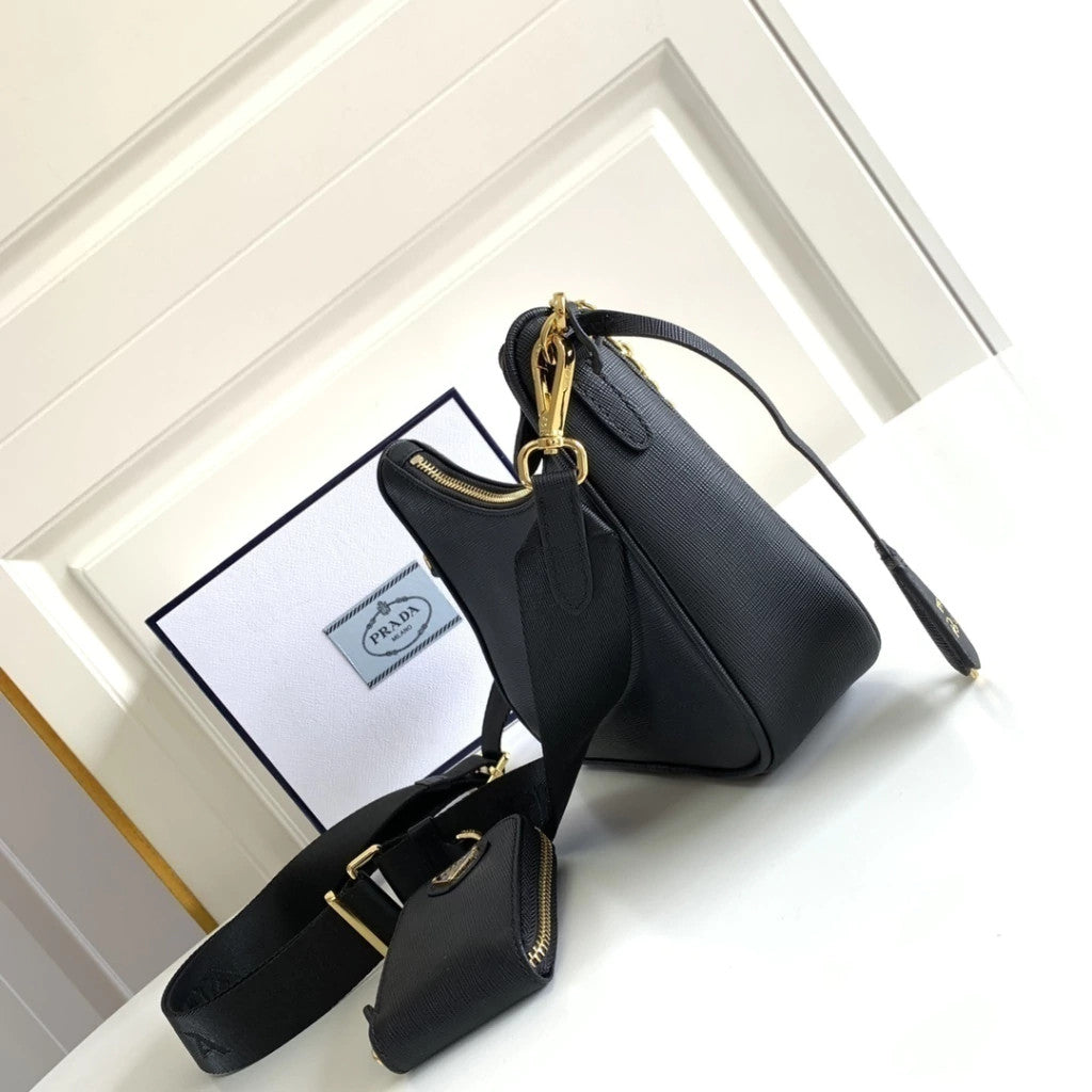 Prada Re-Edition 2005 Saffiano Black with Gold 9.1" (23 cm)