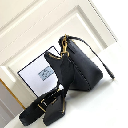 Prada Re-Edition 2005 Saffiano Black with Gold 9.1" (23 cm)