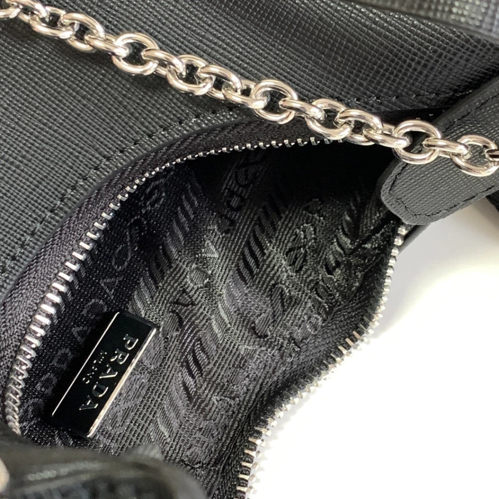 Prada Re-Edition 2005 Saffiano Black with Silver 9.1" (23 cm)