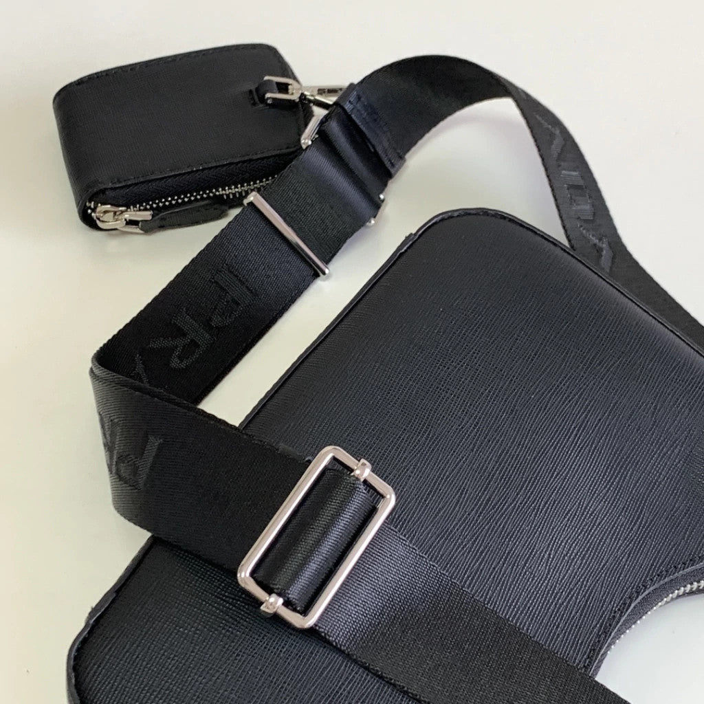 Prada Re-Edition 2005 Saffiano Black with Silver 9.1" (23 cm)