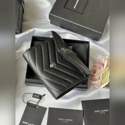 YSL Chevron Épicé Wallet Black