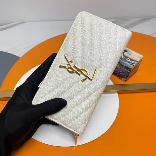 YSL Chevron Wallet Ivoire 7.7" (19.5 cm)