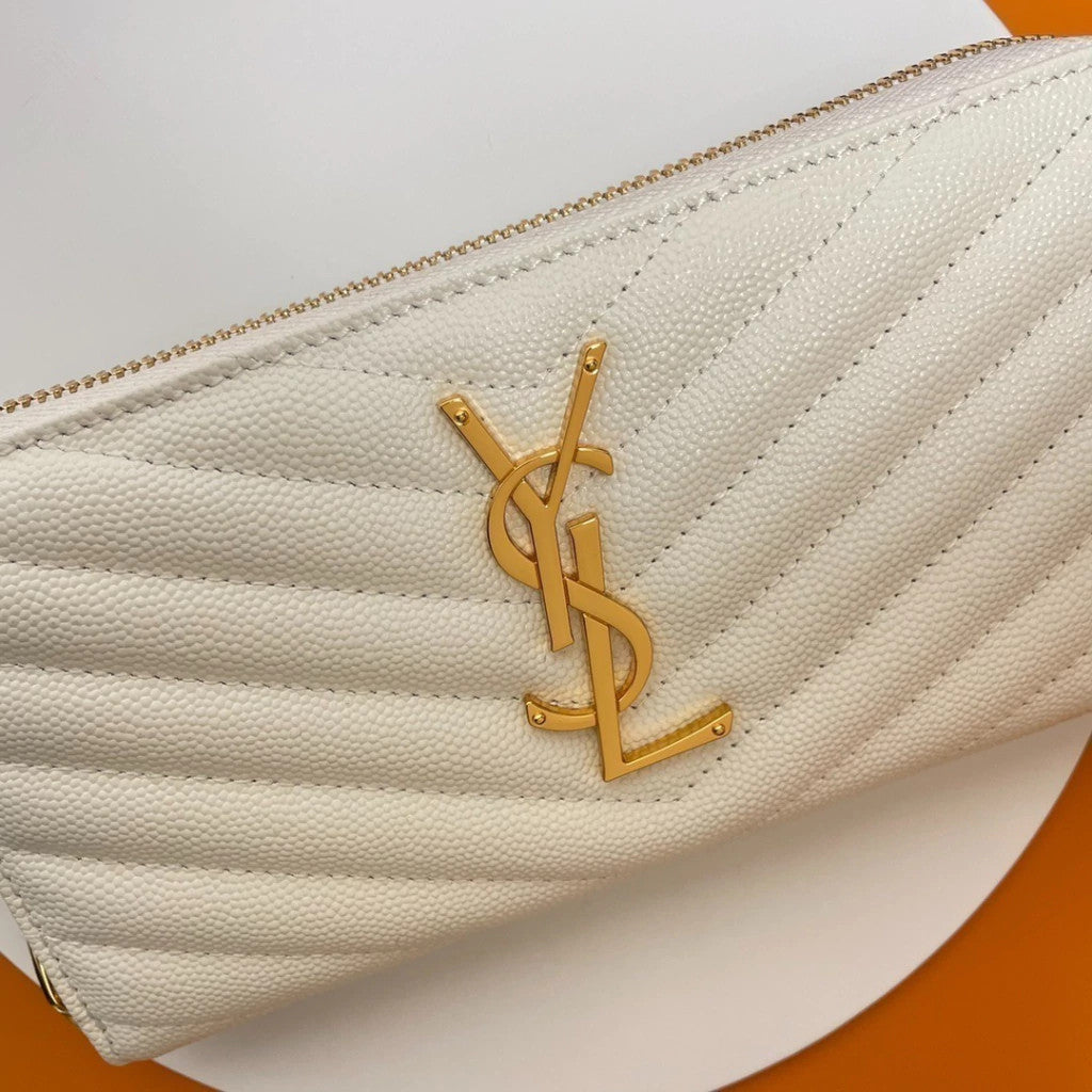YSL Chevron Wallet Ivoire 7.7" (19.5 cm)
