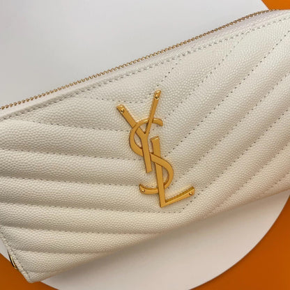 YSL Chevron Wallet Ivoire 7.7" (19.5 cm)