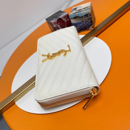 YSL Chevron Wallet Ivoire 7.7" (19.5 cm)