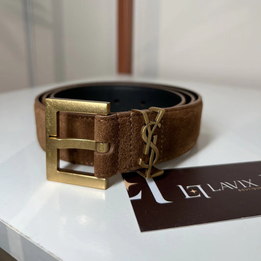 YSL Cassandre Suede Belt