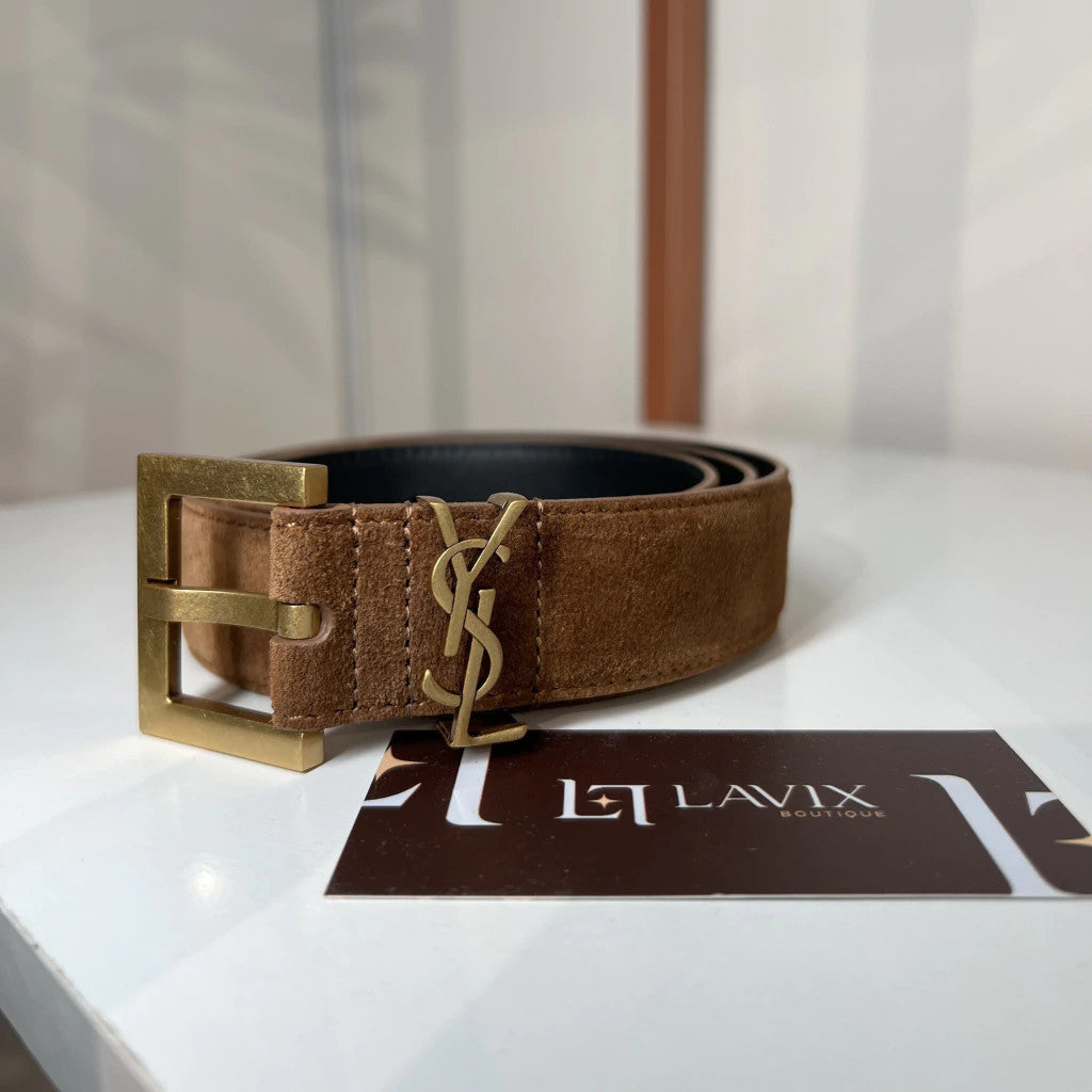 YSL Cassandre Suede Belt