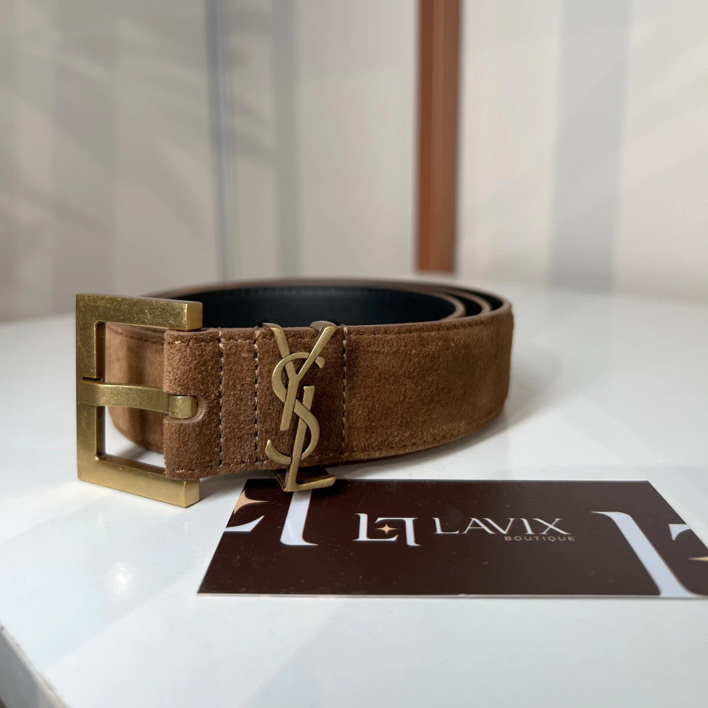 YSL Cassandre Suede Belt