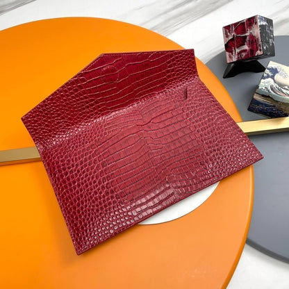 YSL Croco Fatal Wallet Red 10.6" (27 cm)