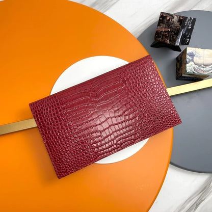 YSL Croco Fatal Wallet Red 10.6" (27 cm)