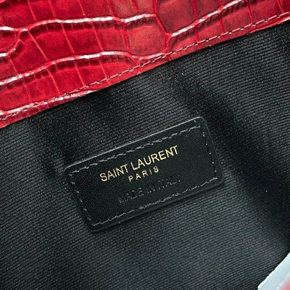 YSL Croco Fatal Wallet Red 10.6" (27 cm)